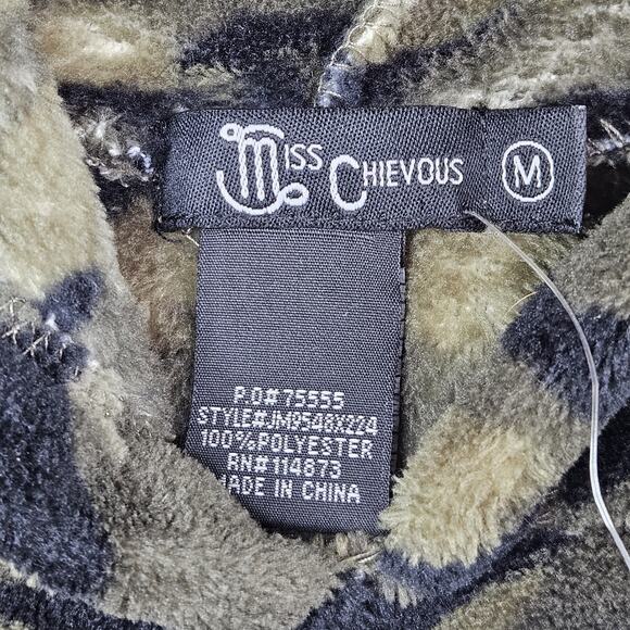 NWT Miss Chievous Camo Fleece Sequin Gold Reindeer Hoodie Sweatshirt‎ Medium - Picture 3 of 7